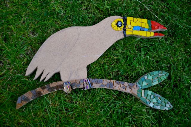 toucan Children mosaic art, Glittering Shards Mosaics, London